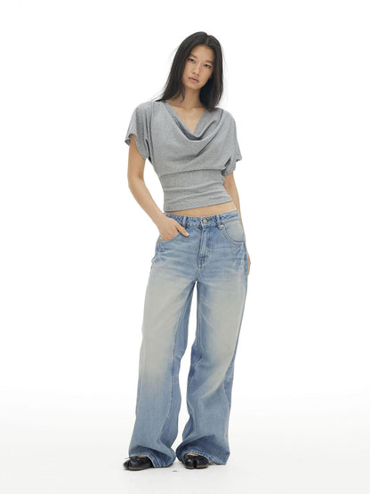 AFTADAWN Draped Backless Chain Waist Cinch Batwing Women&