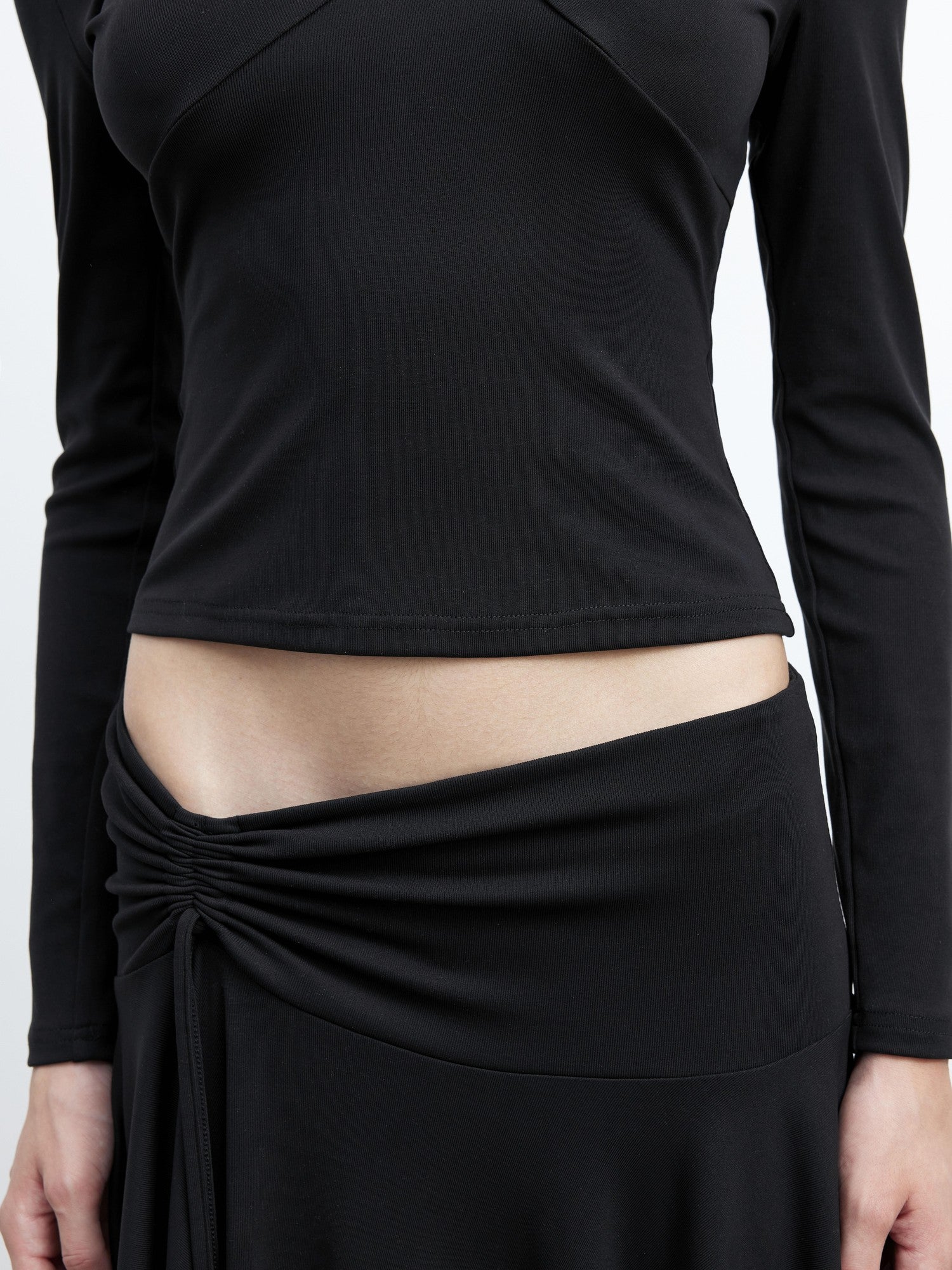 AFTADAWN Draped Drawstring Ruched High Waist A Line Women&