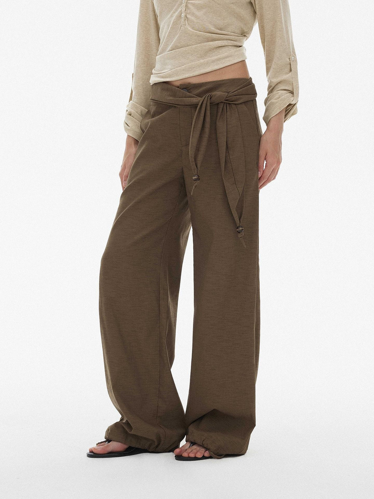 AFTADAWN Drawstring Wooden Bead Belt Women&