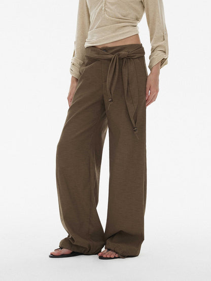 AFTADAWN Drawstring Wooden Bead Belt Women&