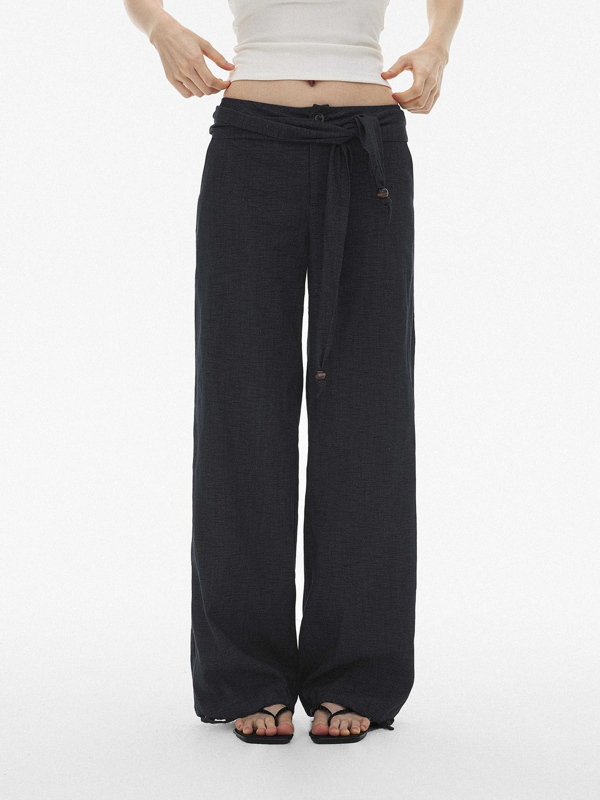 AFTADAWN Drawstring Wooden Bead Belt Women&