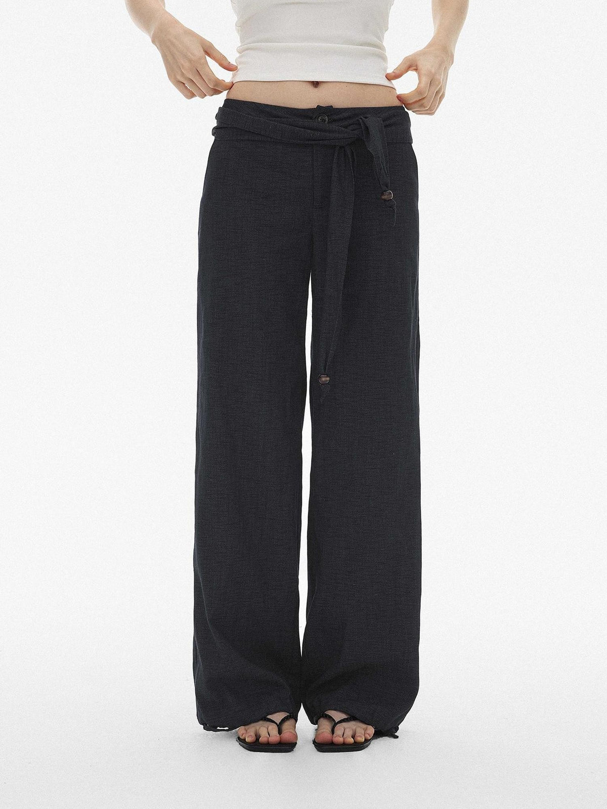 AFTADAWN Drawstring Wooden Bead Belt Women&