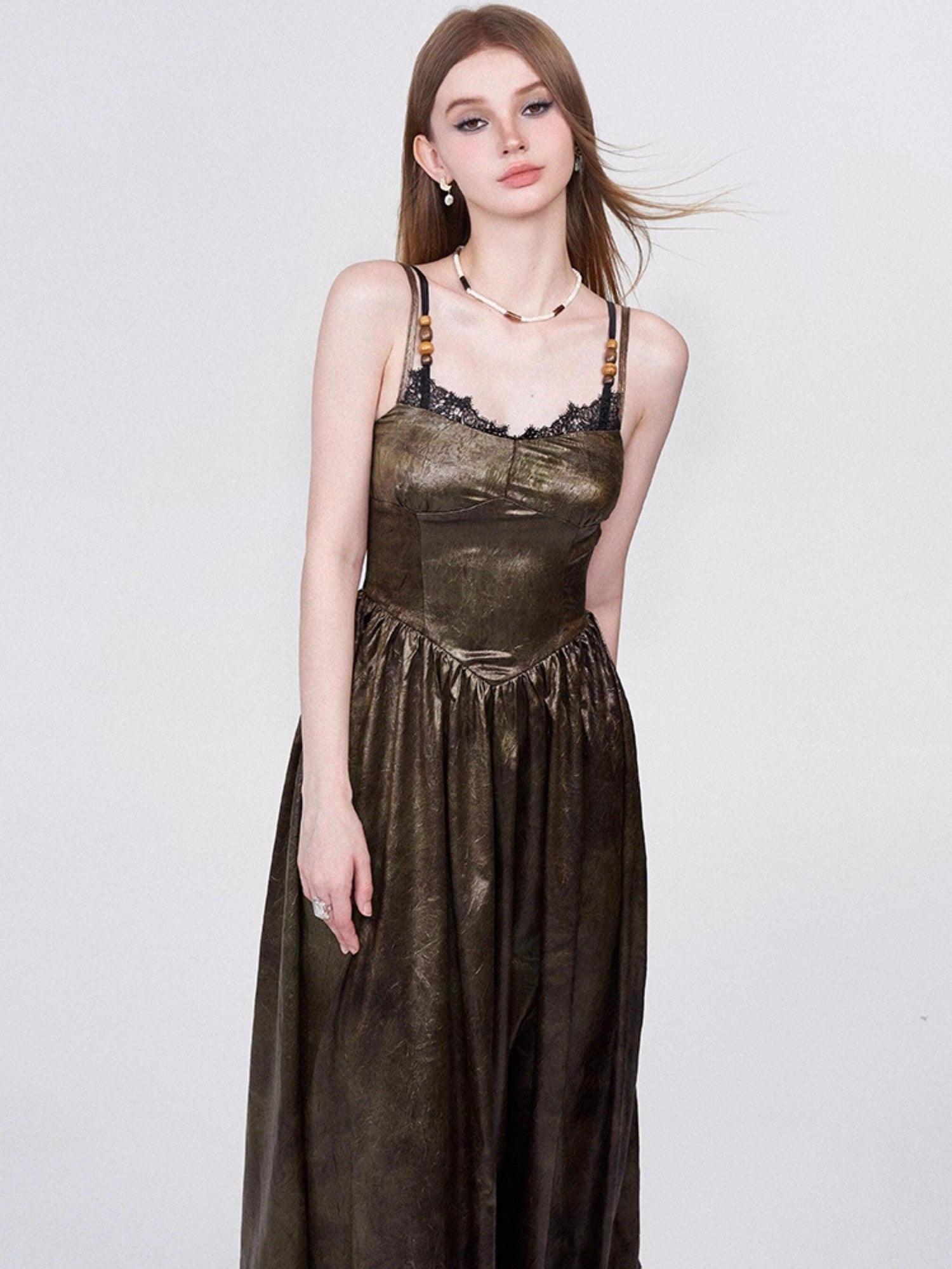 AFTADAWN Dusky Vintage Mottled Texture Lace Patchwork Women&