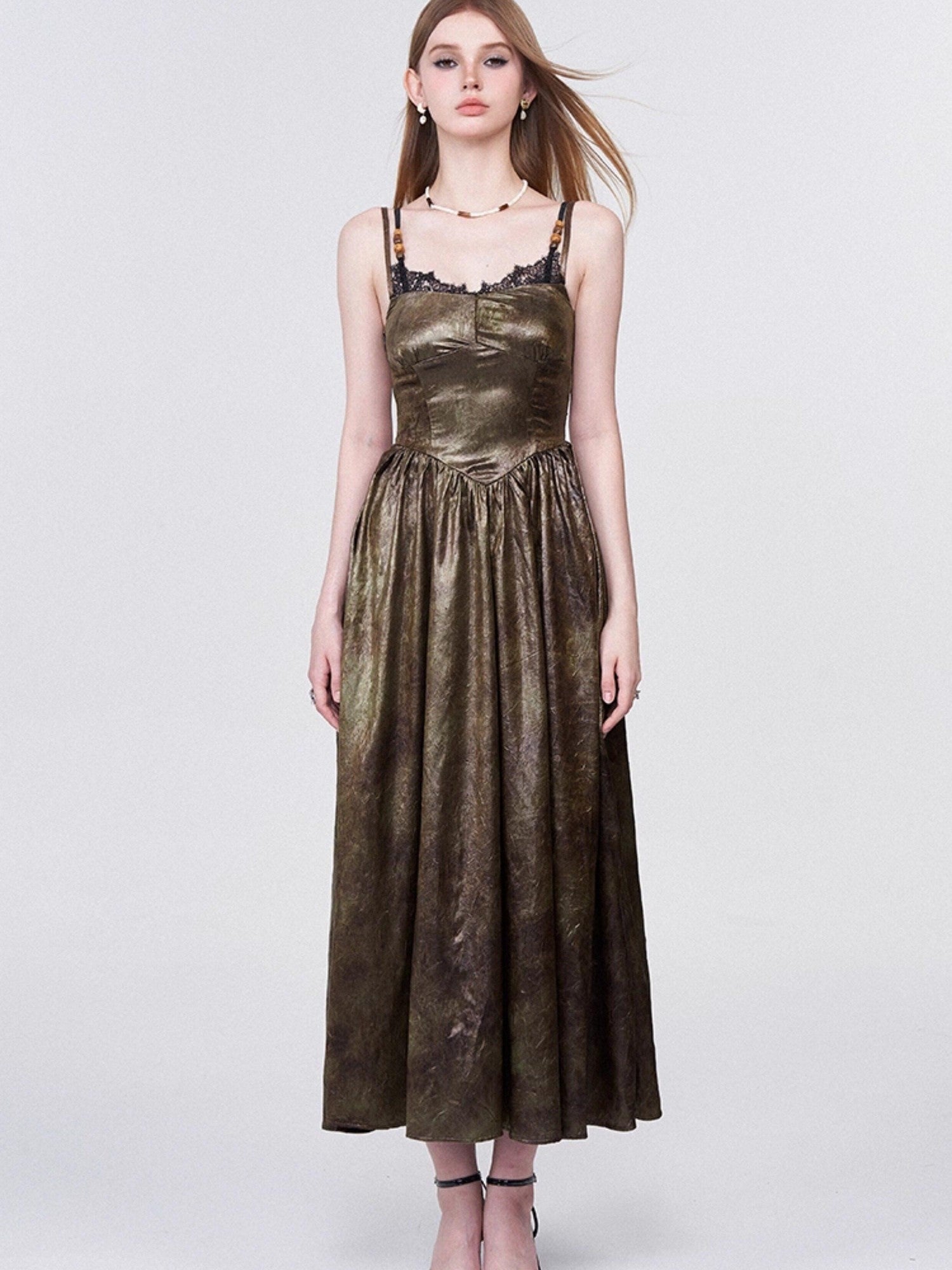 AFTADAWN Dusky Vintage Mottled Texture Lace Patchwork Women&