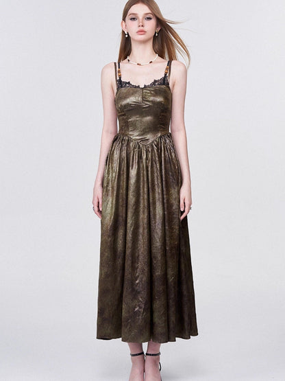 AFTADAWN Dusky Vintage Mottled Texture Lace Patchwork Women&