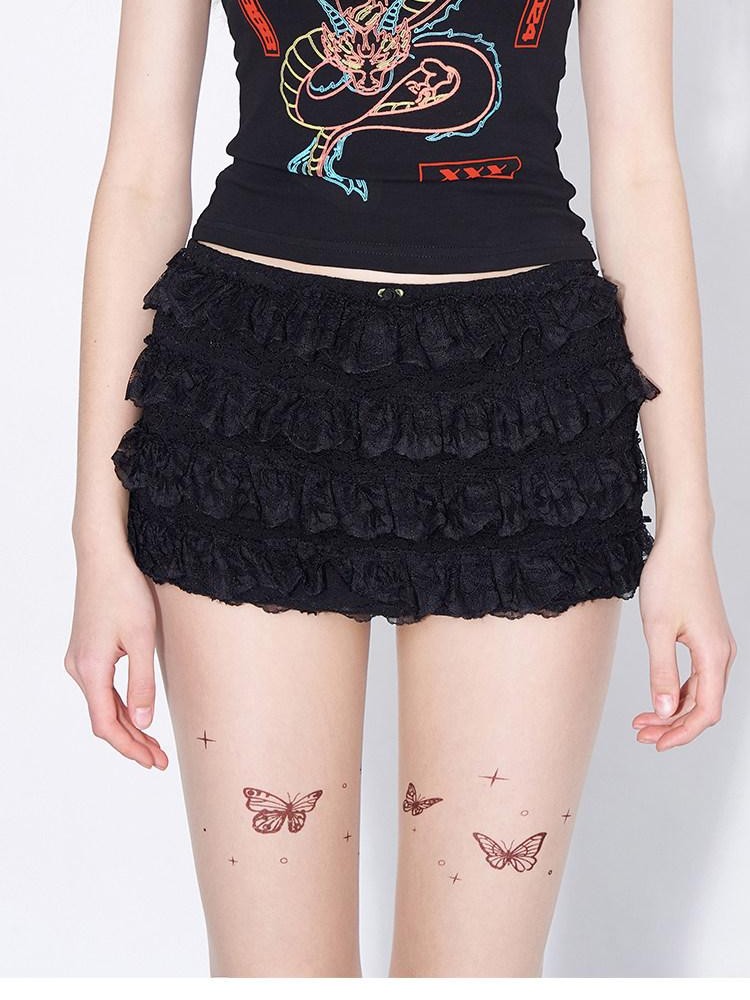 AFTADAWN Eden Rose Crochet Openwork Double Layer A Line Women&
