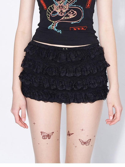 AFTADAWN Eden Rose Crochet Openwork Double Layer A Line Women&