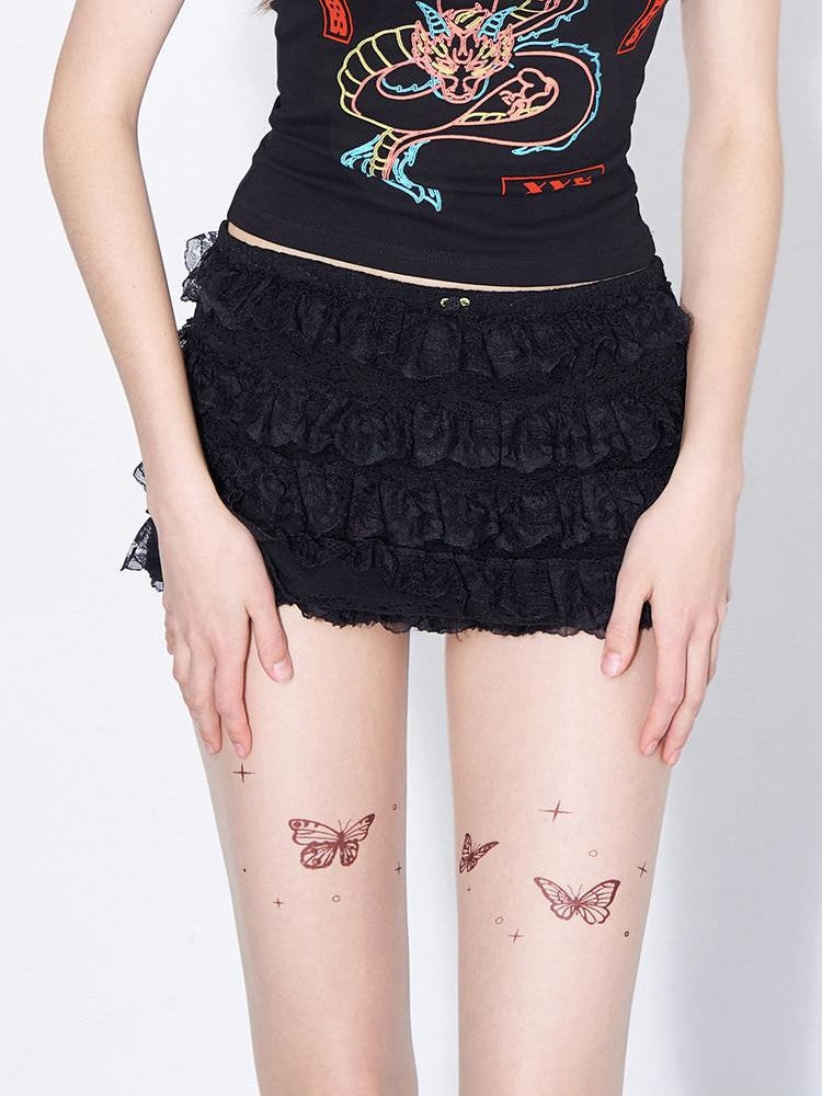 AFTADAWN Eden Rose Crochet Openwork Double Layer A Line Women&