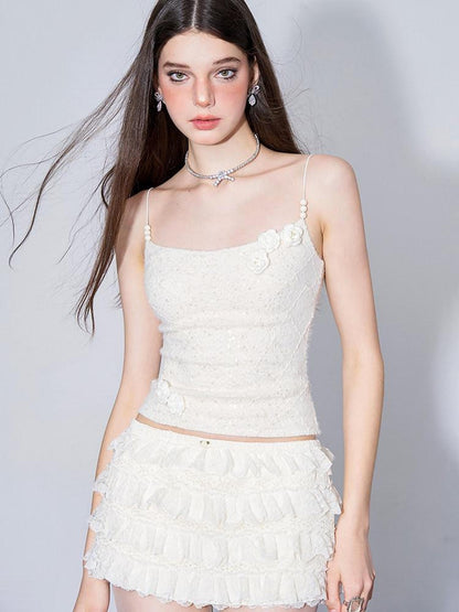 AFTADAWN Eden Rose Crochet Openwork Double Layer A Line Women&