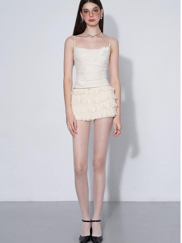 AFTADAWN Eden Rose Lace Sequin 3d Ceramic Pearl Women&