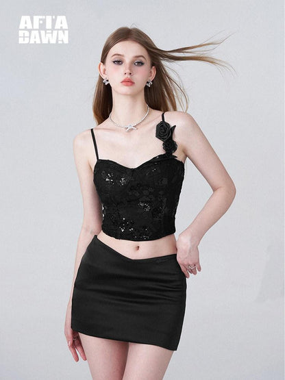 AFTADAWN Eden Rose Lace Sequin V Waist Women&