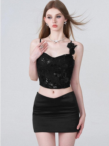 AFTADAWN Eden Rose Lace Sequin V Waist Women&