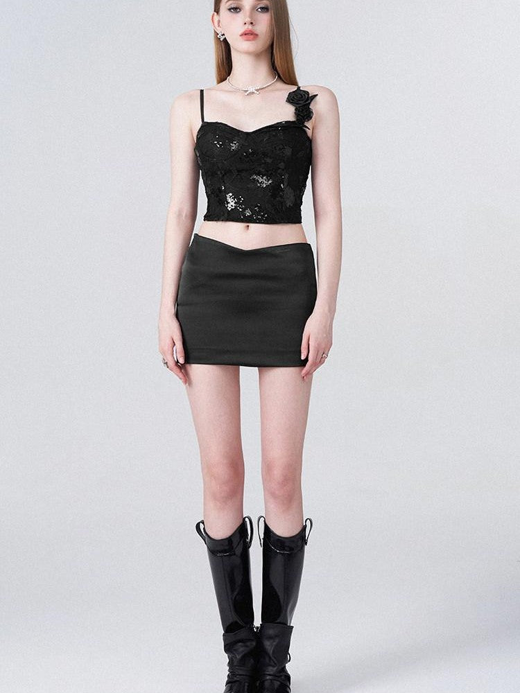 AFTADAWN Eden Rose Lace Sequin V Waist Women&