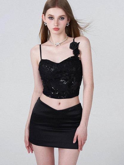 AFTADAWN Eden Rose Lace Sequin V Waist Women&