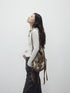 AFTADAWN Embossed Floral Beaded Mesh Tassel Women&