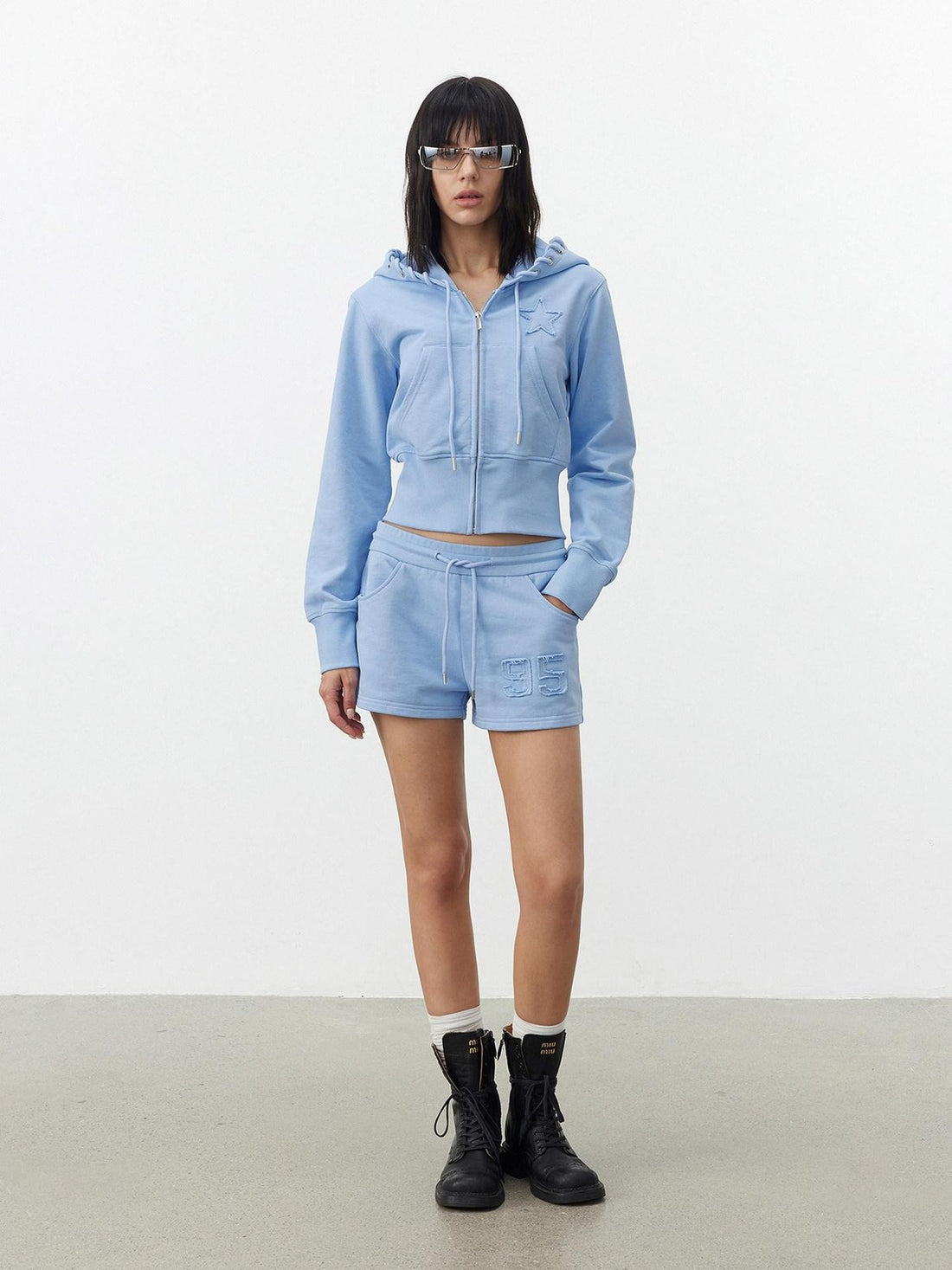 AFTADAWN Embroidered Drawstring Hood Women&