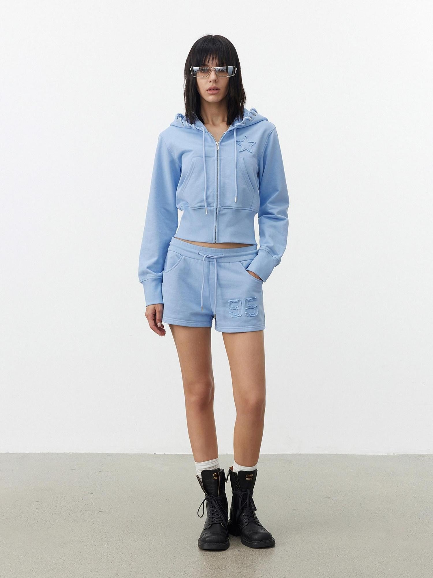 AFTADAWN Embroidered Drawstring Hood Women&