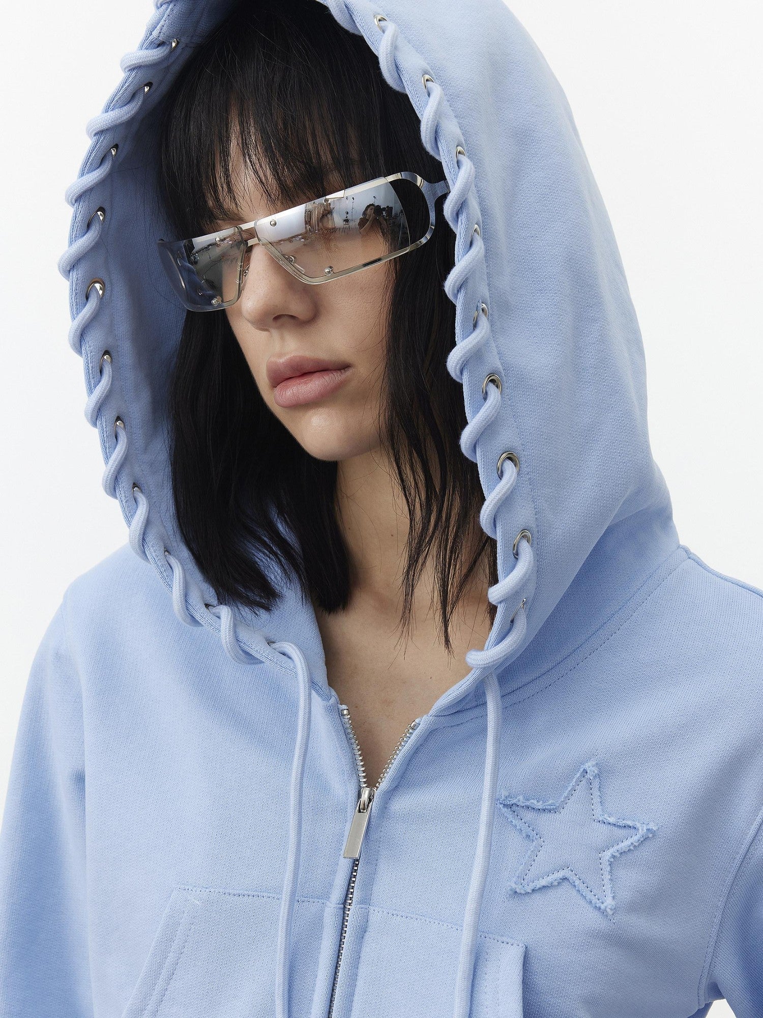 AFTADAWN Embroidered Drawstring Hood Women&
