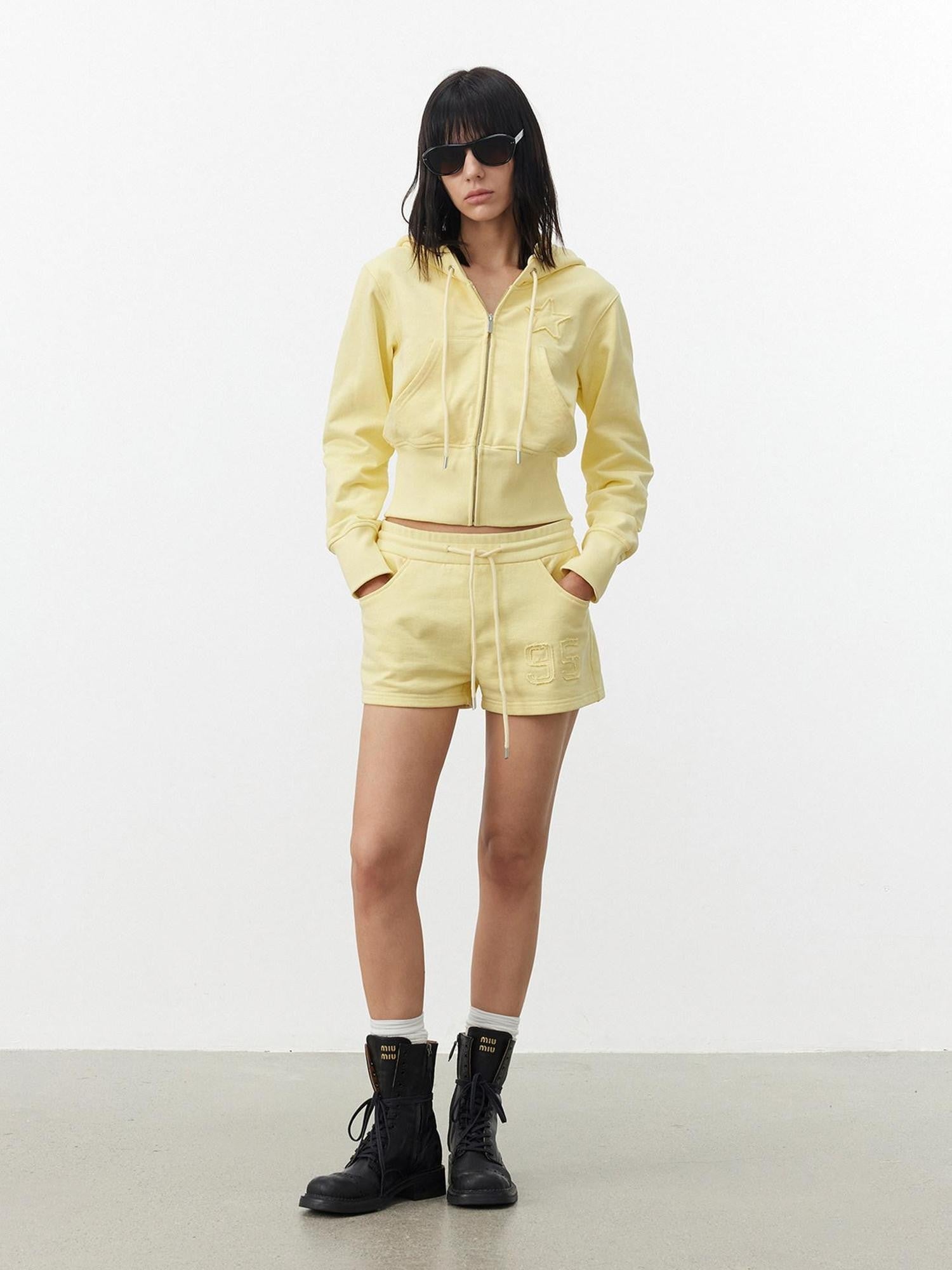 AFTADAWN Embroidered Drawstring Hood Women&
