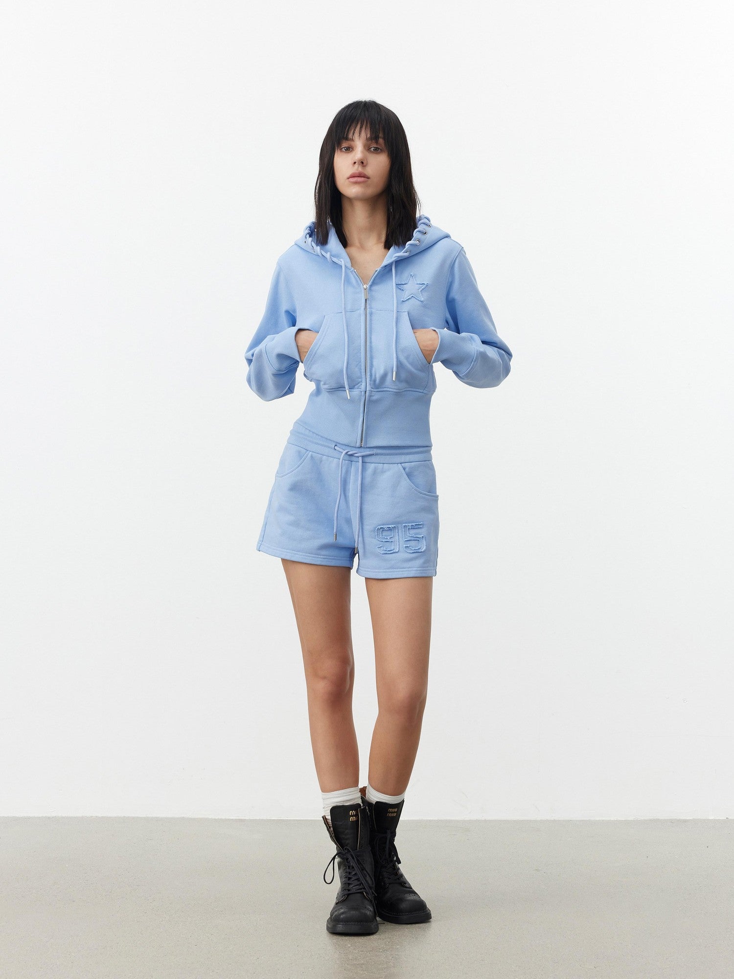 AFTADAWN Embroidered Drawstring Hood Women&