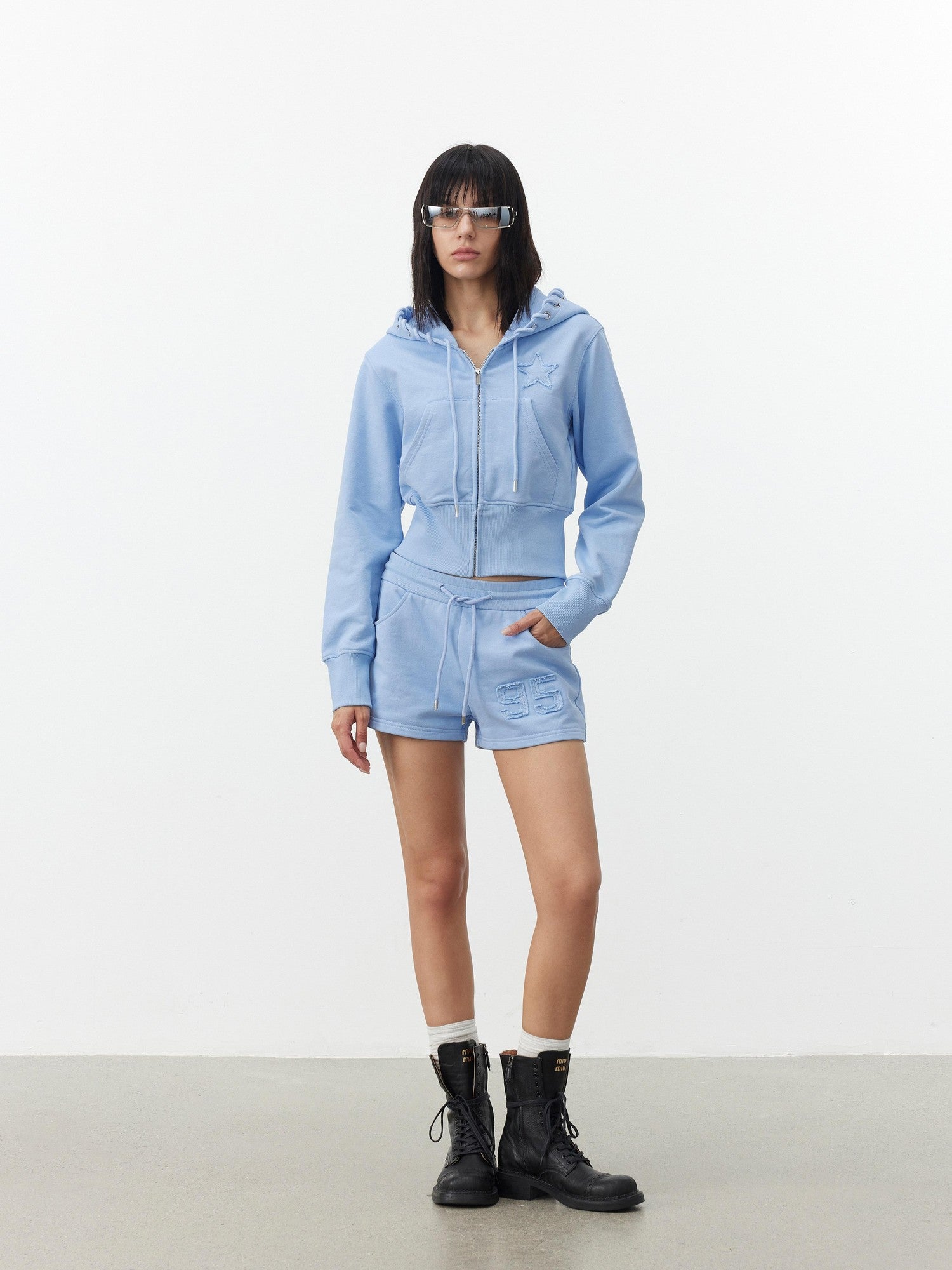 AFTADAWN Embroidered Drawstring Hood Women&