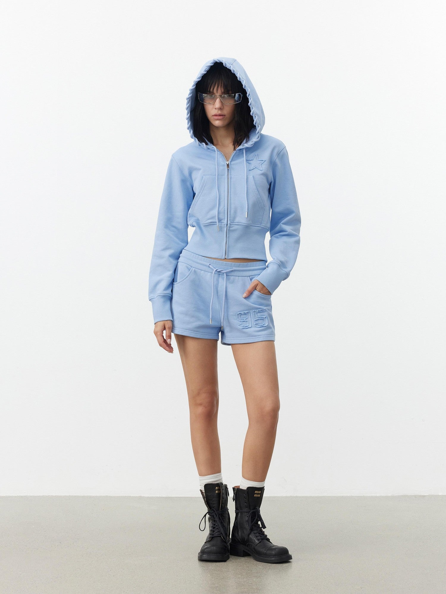 AFTADAWN Embroidered Drawstring Hood Women&