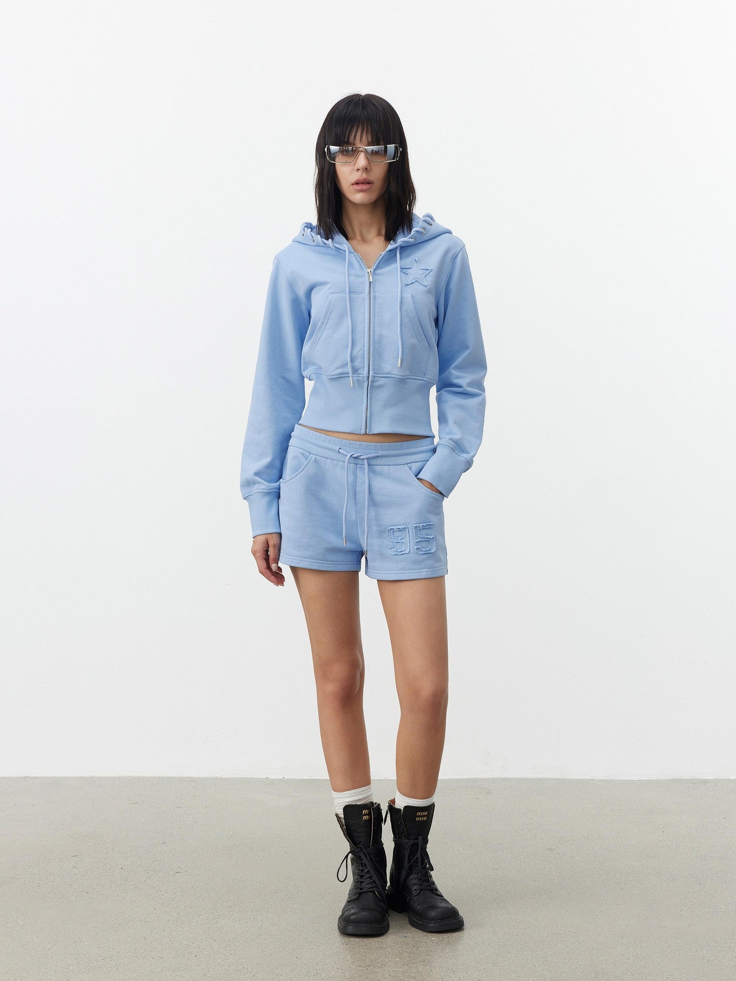 AFTADAWN Embroidered Drawstring Hood Women&