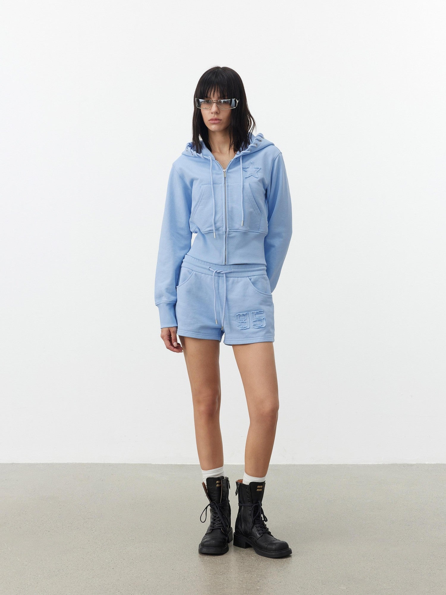 AFTADAWN Embroidered Drawstring Hood Women&