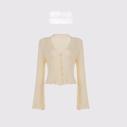 AFTADAWN_Eyelet_Lace_Trumpet_Sleeve_V-neck_Knit_Women&