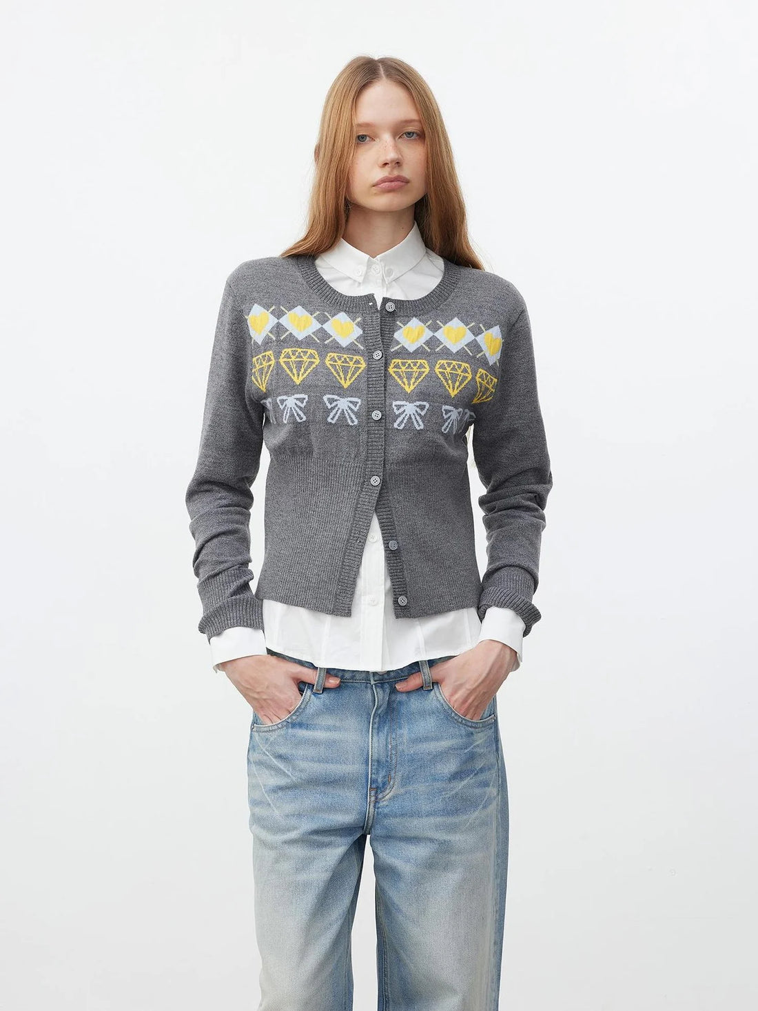 AFTADAWN Fair Isle Buttoned Cashmere Cardigan Cardigan