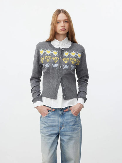 AFTADAWN Fair Isle Buttoned Cashmere Cardigan Cardigan