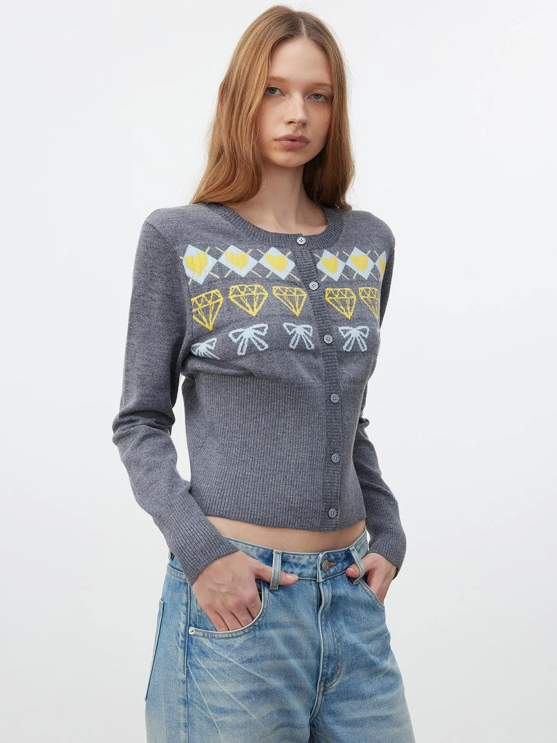 AFTADAWN Fair Isle Buttoned Cashmere Cardigan Cardigan