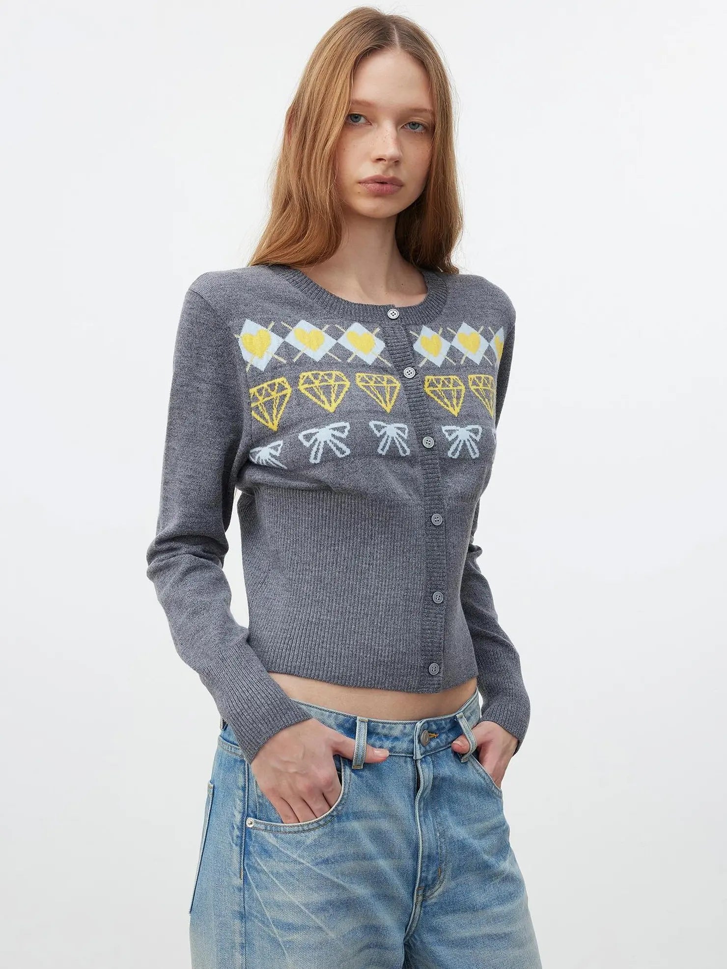 AFTADAWN Fair Isle Buttoned Cashmere Cardigan Cardigan