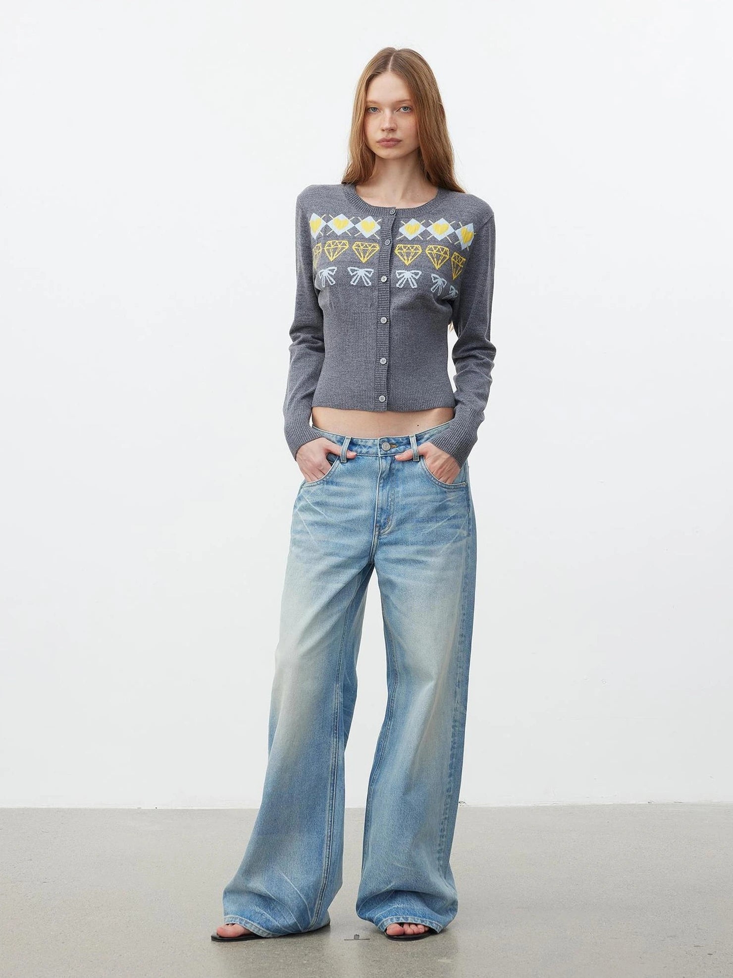 AFTADAWN Fair Isle Buttoned Cashmere Cardigan Cardigan