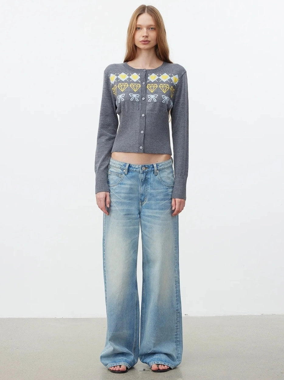 AFTADAWN Fair Isle Buttoned Cashmere Cardigan Cardigan