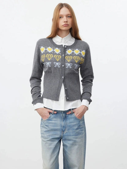 AFTADAWN Fair Isle Buttoned Cashmere Cardigan Cardigan