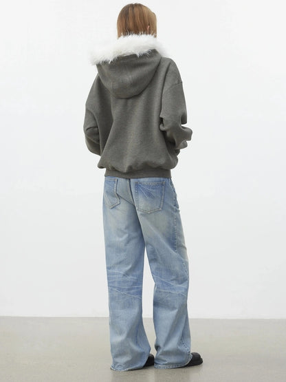 AFTADAWN Fair Isle Detachable Hooded Sweatshirt Hoodies/Sweatshirt