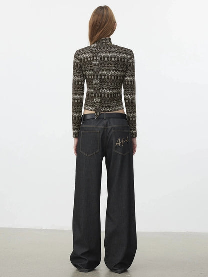 AFTADAWN Fair Isle Wool Blend Cardigan With Scarf Cardigan