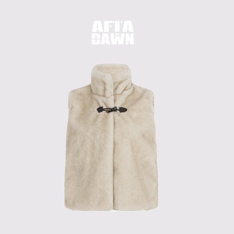 AFTADAWN_Faux_Fur_Oversized_Stand_Collar_Horn_Button_Women&