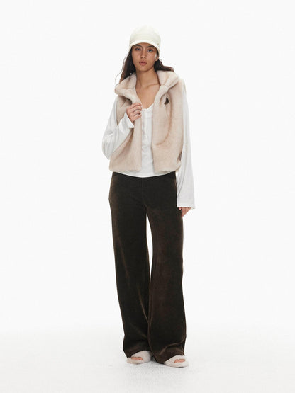 AFTADAWN Faux Fur Oversized Stand Collar Horn Button Women&