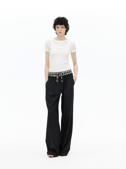 AFTADAWN Faux Layered Asymmetric Women&