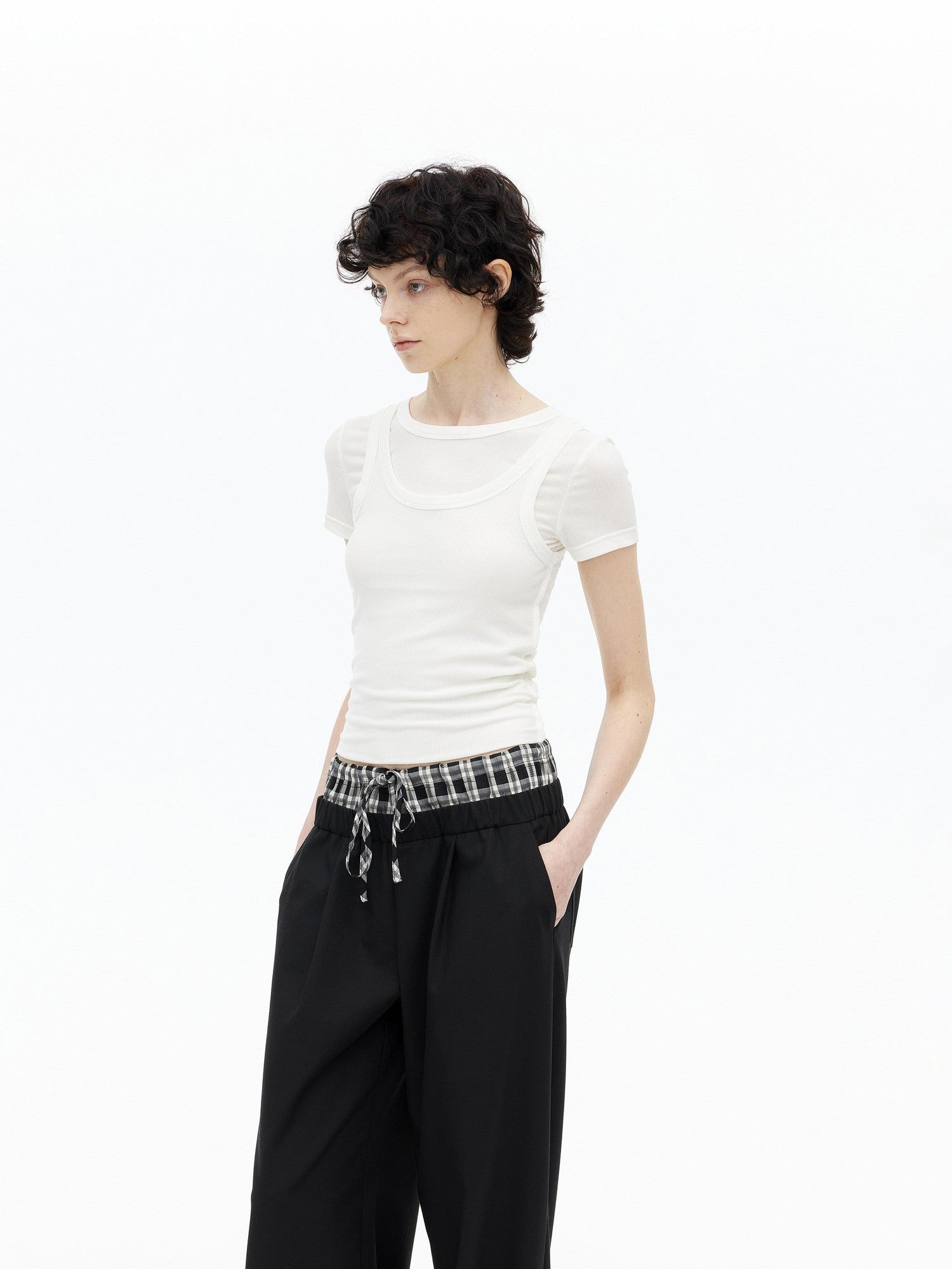 AFTADAWN Faux Layered Asymmetric Women&