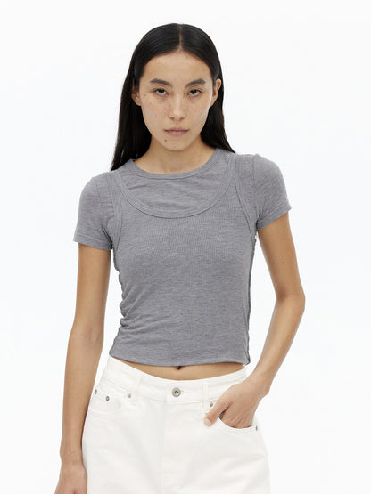 AFTADAWN Faux Layered Asymmetric Women&