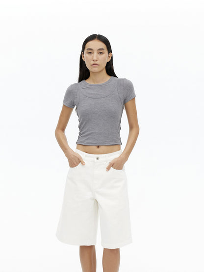 AFTADAWN Faux Layered Asymmetric Women&