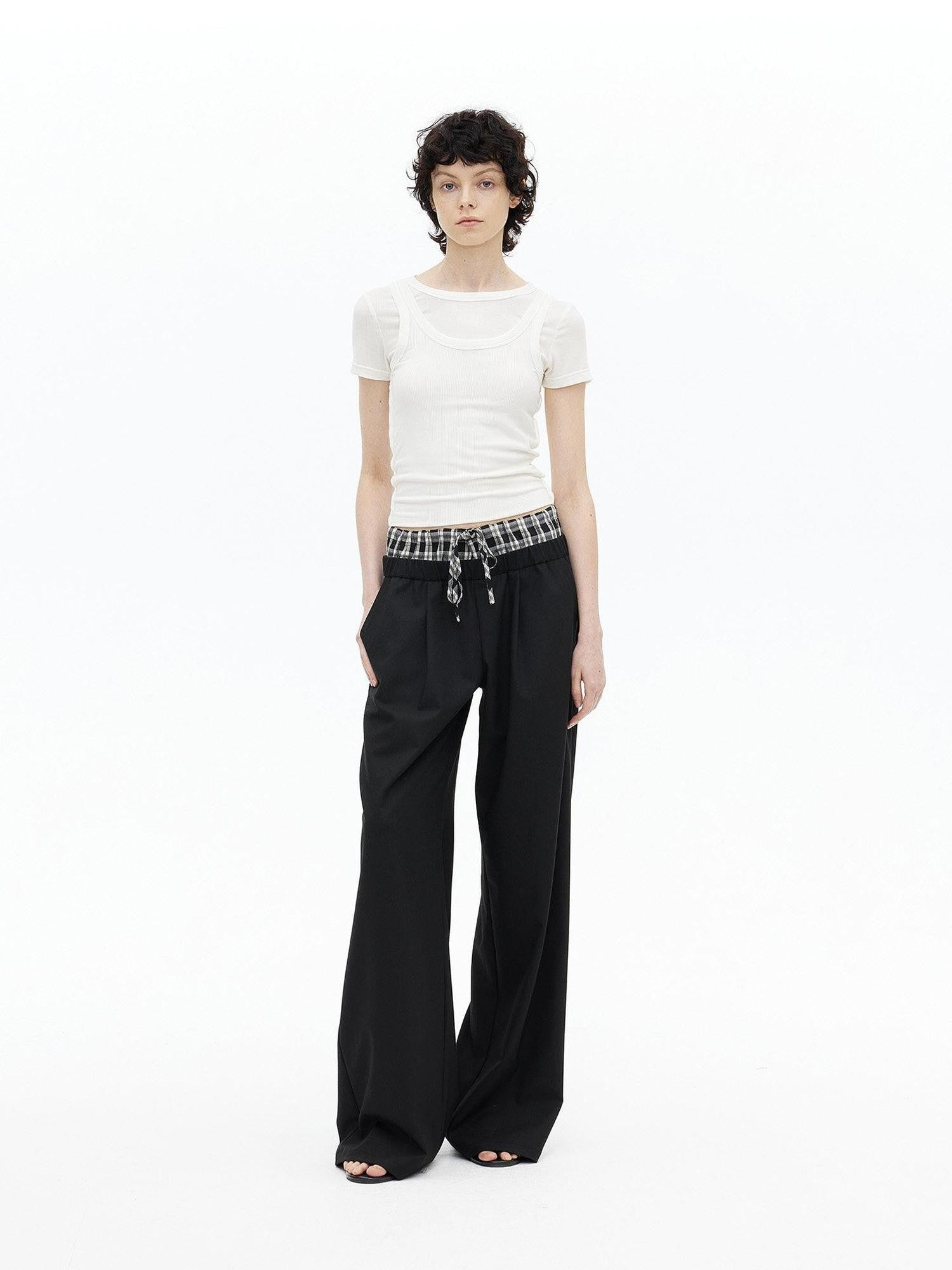 AFTADAWN Faux Layered Asymmetric Women&