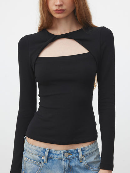 AFTADAWN Faux Layered Openwork Twist Slim Women&