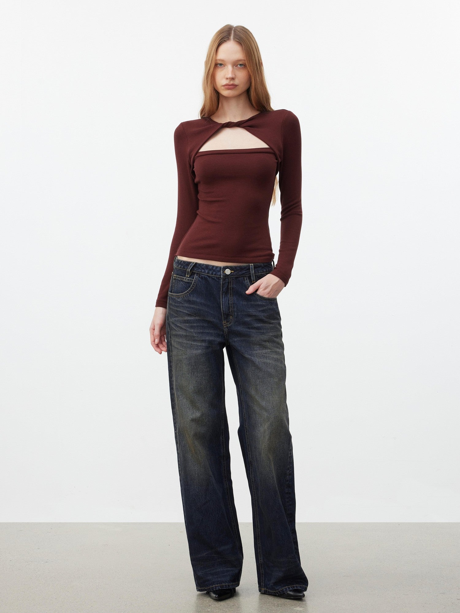 AFTADAWN Faux Layered Openwork Twist Slim Women&