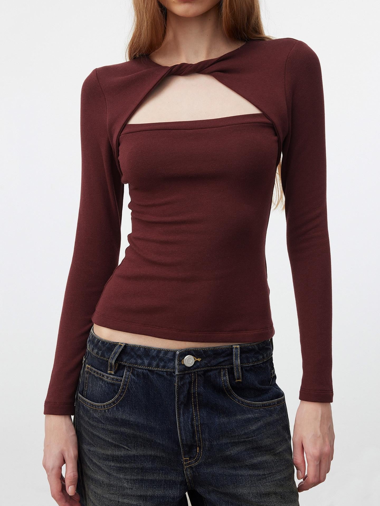 AFTADAWN Faux Layered Openwork Twist Slim Women&