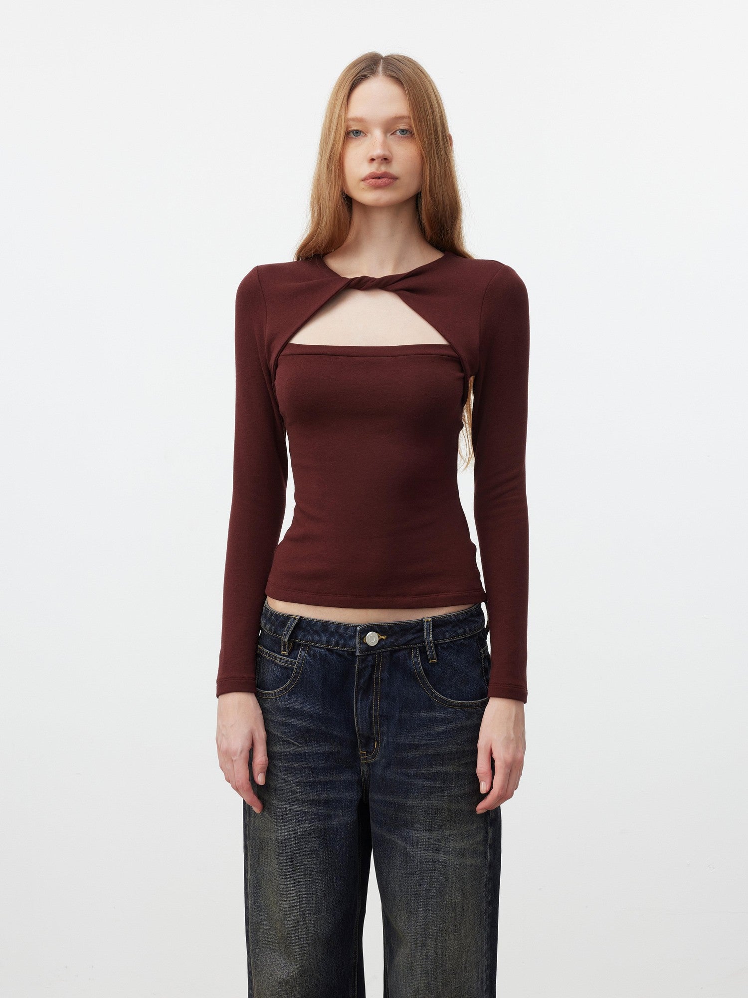 AFTADAWN Faux Layered Openwork Twist Slim Women&