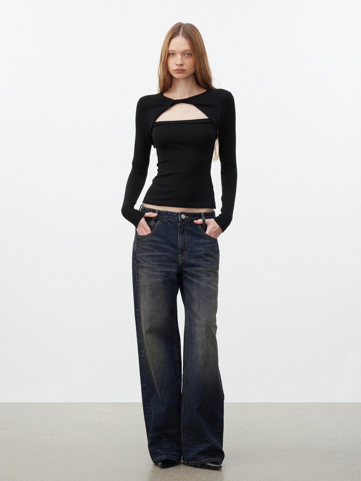 AFTADAWN Faux Layered Openwork Twist Slim Women&